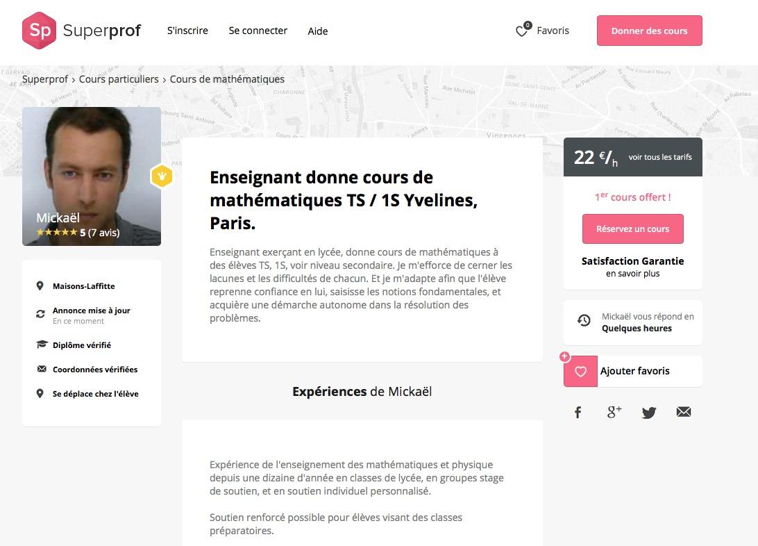 Prof particulier de maths Combien coûte un cours de maths chez Superprof ?